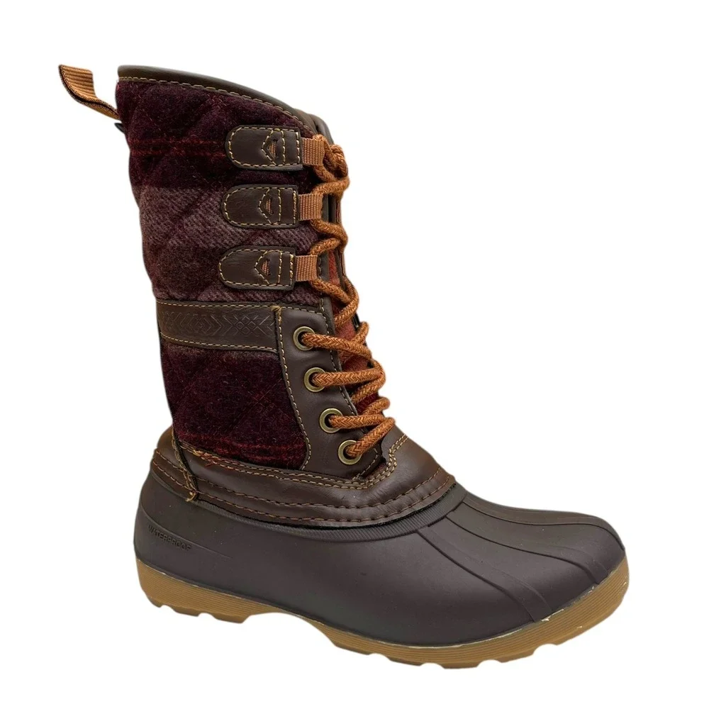 Kamik Little Girls High-Top Vegan Boots Size 13 Brown-Plaid Waterproof Insulated